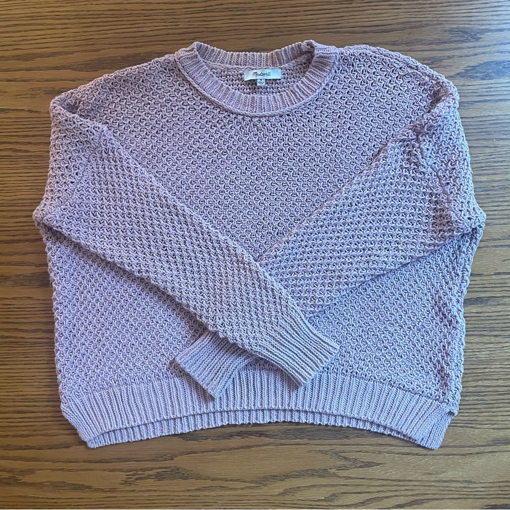 Madewell French Quarter Pullover Sweater Women’s Medium Pink Mauve Blush - Picture 3 of 4